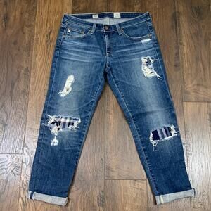 AG Adriano Goldschmied Stilt Roll-up Cigarette Roll-up Ripped/Plaid Jeans